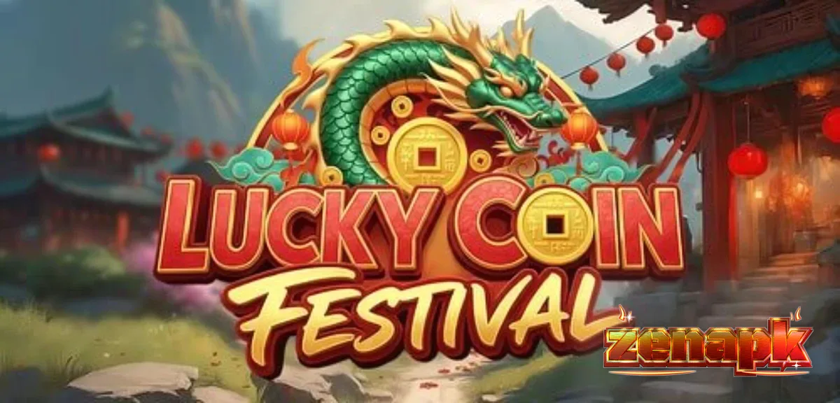 Tampilan visual slot Lucky Coin Festival dengan simbol koin emas dan lampion